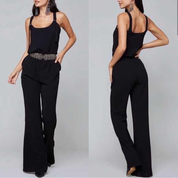 bebe Pants - BEBE Crepe Slouchy Overalls Jumpsuit - Jet Black